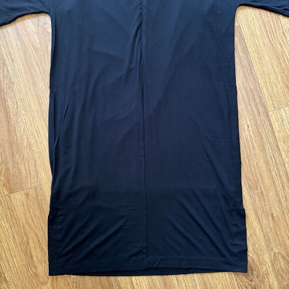 Chicos Women Midi Dress 3 XL/16 Black Mock Neck Short Sleeves Fully Lined Slits - Picture 8 of 12